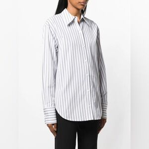 A.L.C. Women’s Wharton Striped Poplin Button Down Shirt White/Graphite Size 8